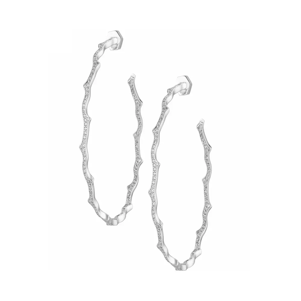 Серьги-кольца в виде стебля розы