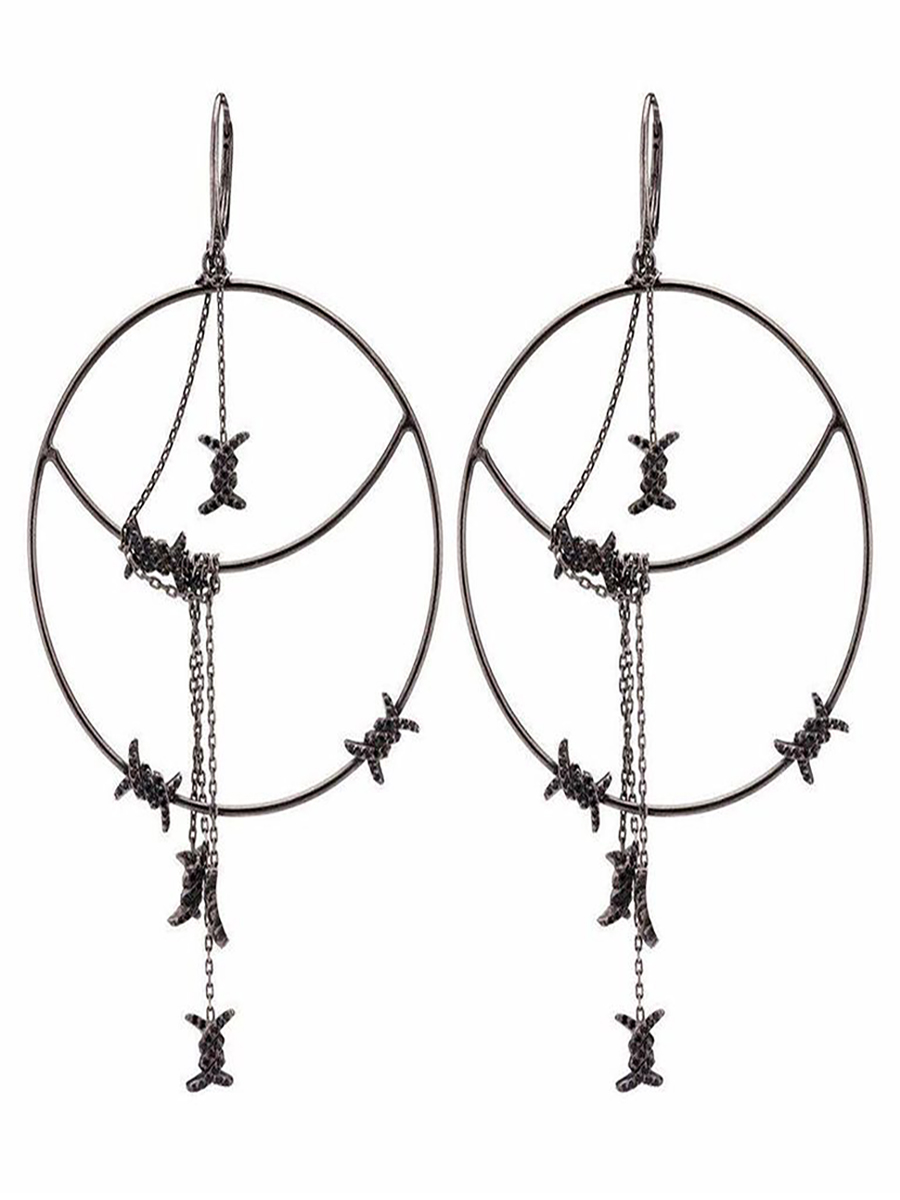 Cерьги-кольца с цепочками