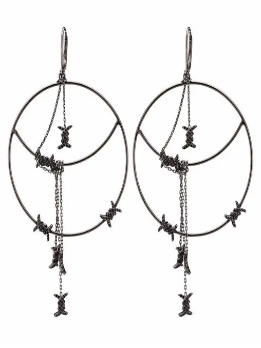 Cерьги-кольца с цепочками CAVIAR JEWELLERY