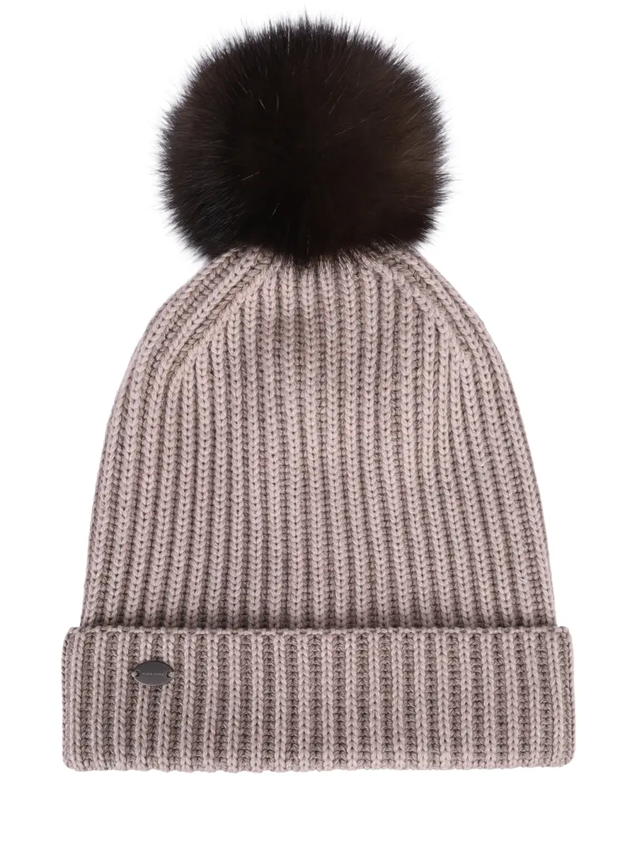 Шапка Бриошь шерстяная с мехом соболя