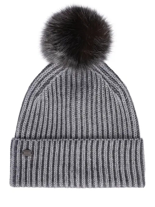 Шапка Бриошь шерстяная с мехом соболя BLACK SABLE