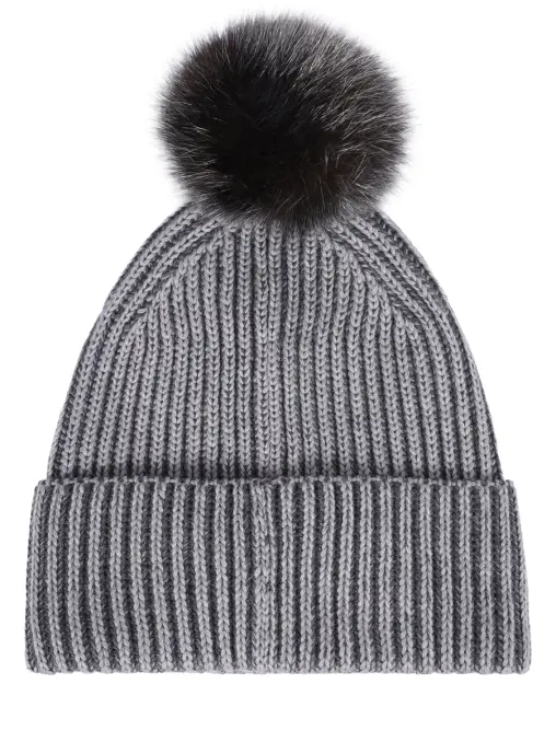 Шапка Бриошь шерстяная с мехом соболя BLACK SABLE