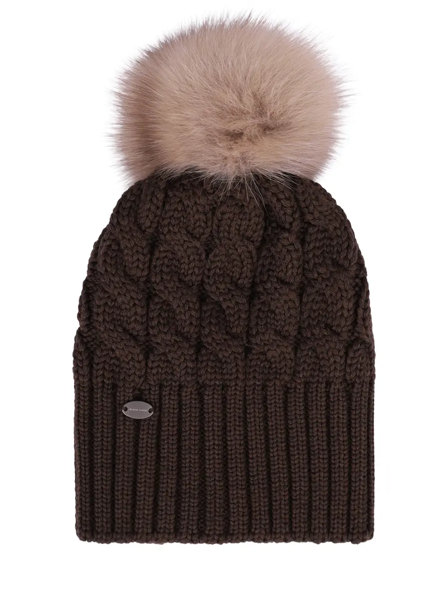 Шапка Mona шерстяная с мехом соболя