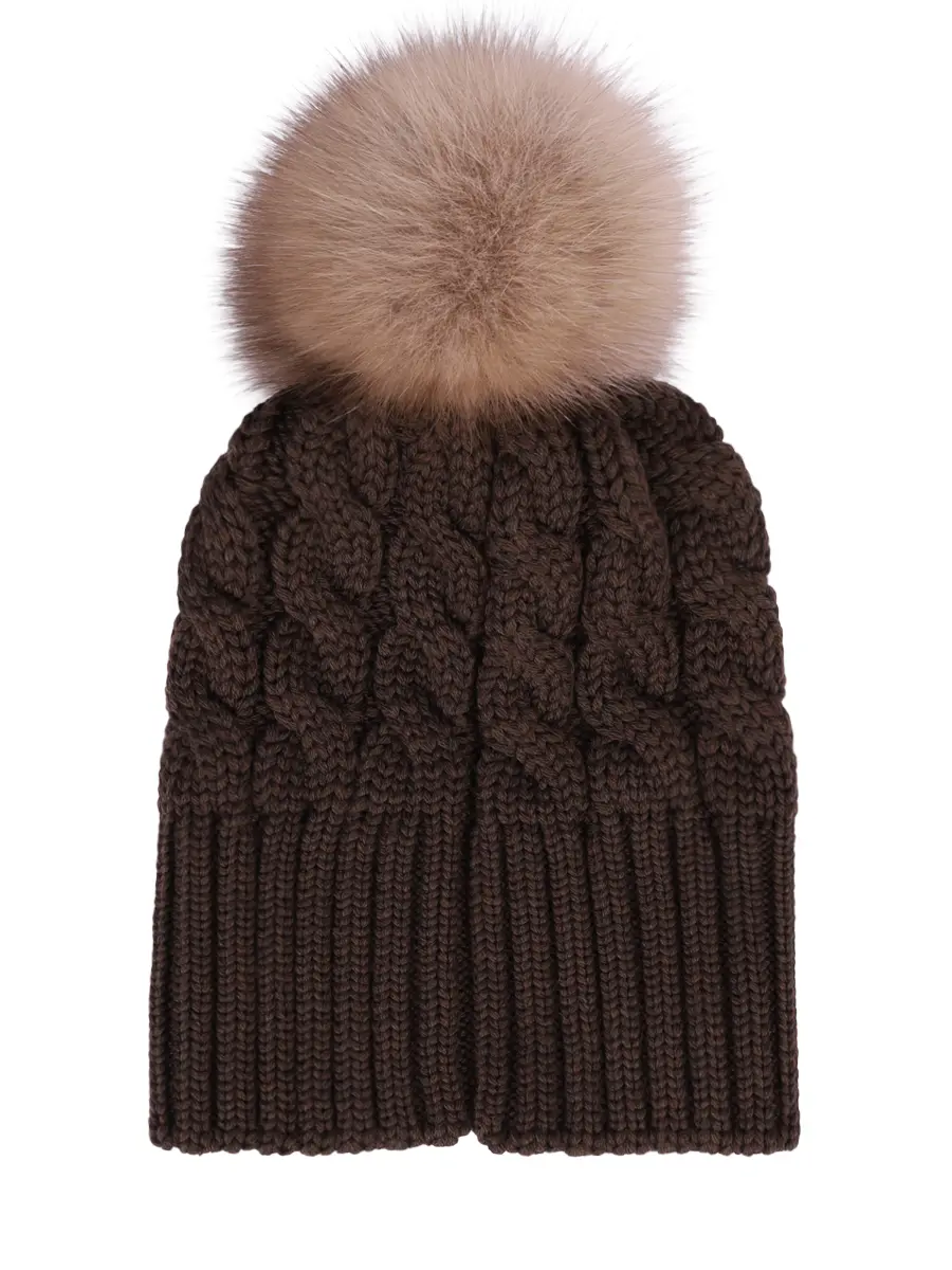 Шапка Mona шерстяная с мехом соболя