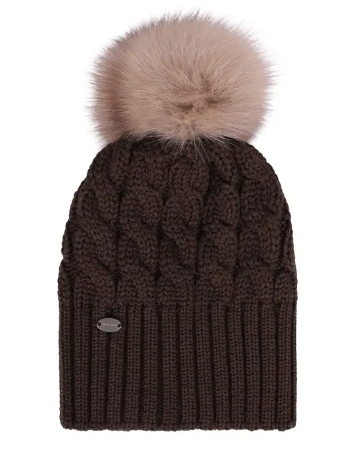 Шапка Mona шерстяная с мехом соболя BLACK SABLE