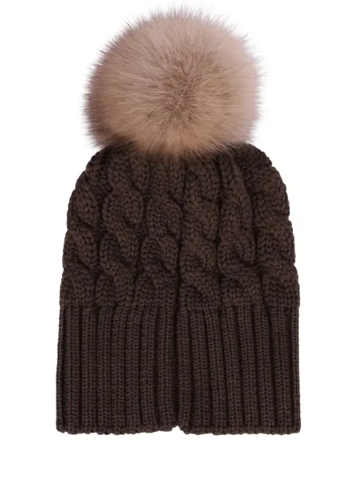 Шапка Mona шерстяная с мехом соболя BLACK SABLE