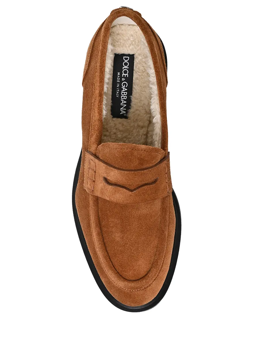 Лоферы замшевые на меху