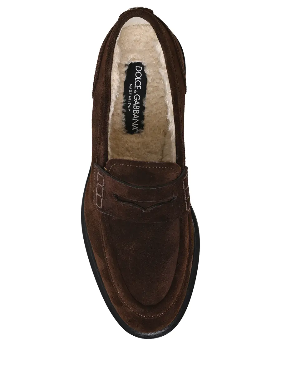 Лоферы замшевые на меху