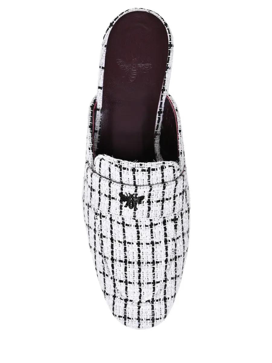 Мюли из текстиля и кожи