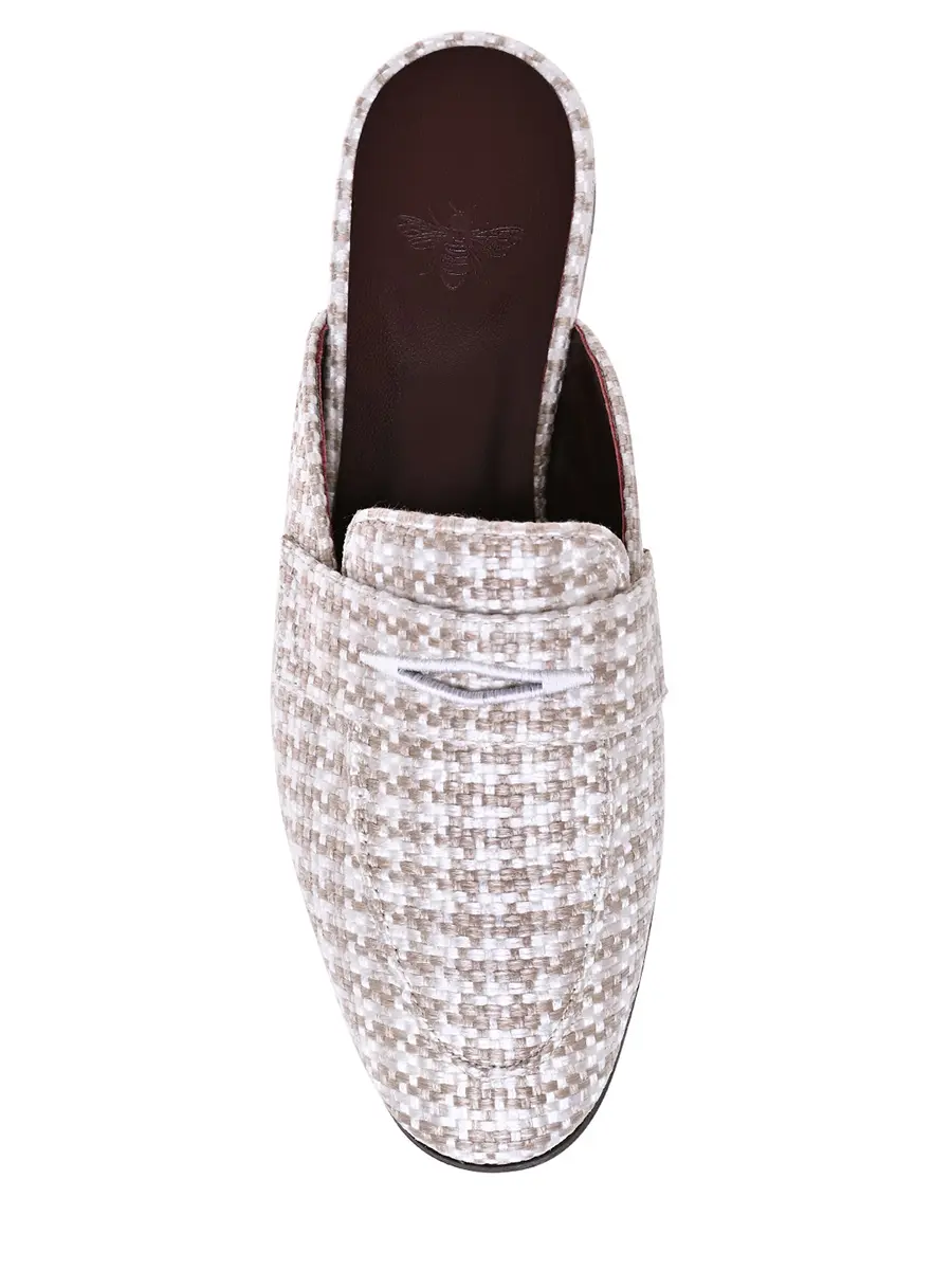 Мюли из текстиля и кожи