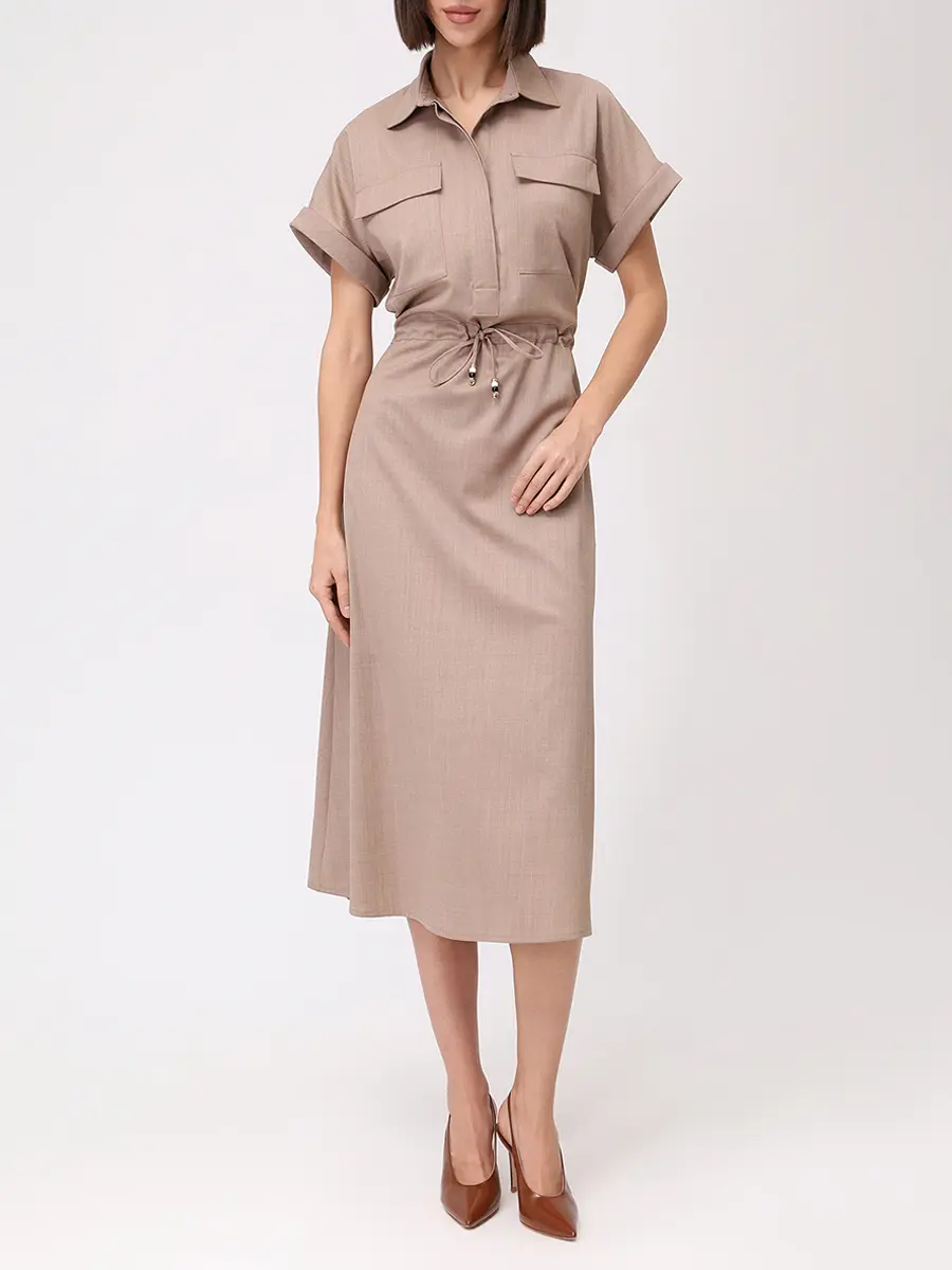 Платье-рубашка однотонное