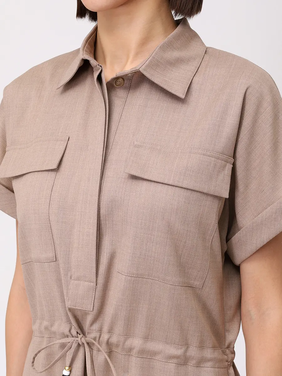 Платье-рубашка однотонное