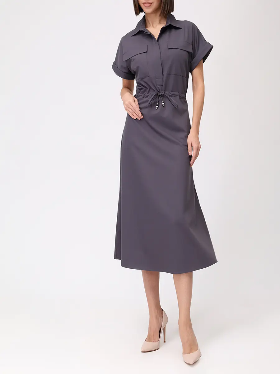 Платье-рубашка однотонное