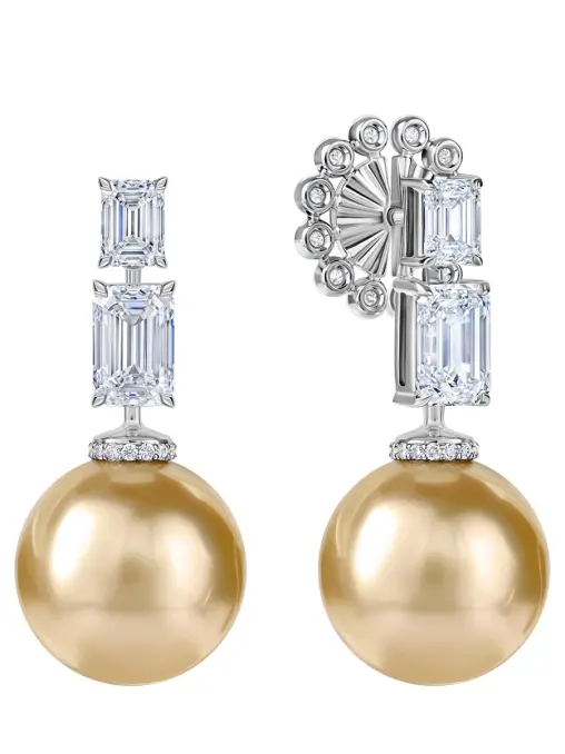 Пусеты из белого золота с жемчугом и бриллиантами CHAMOVSKIKH JEWELLERY HOUSE