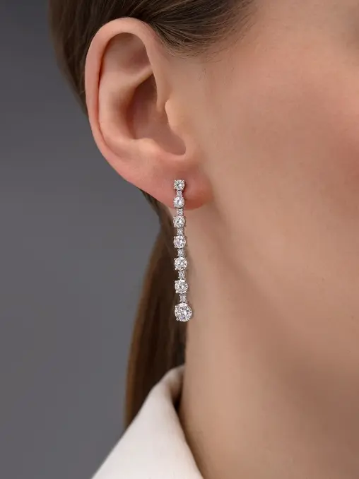 Пусеты из белого золота с бриллиантами CHAMOVSKIKH JEWELLERY HOUSE