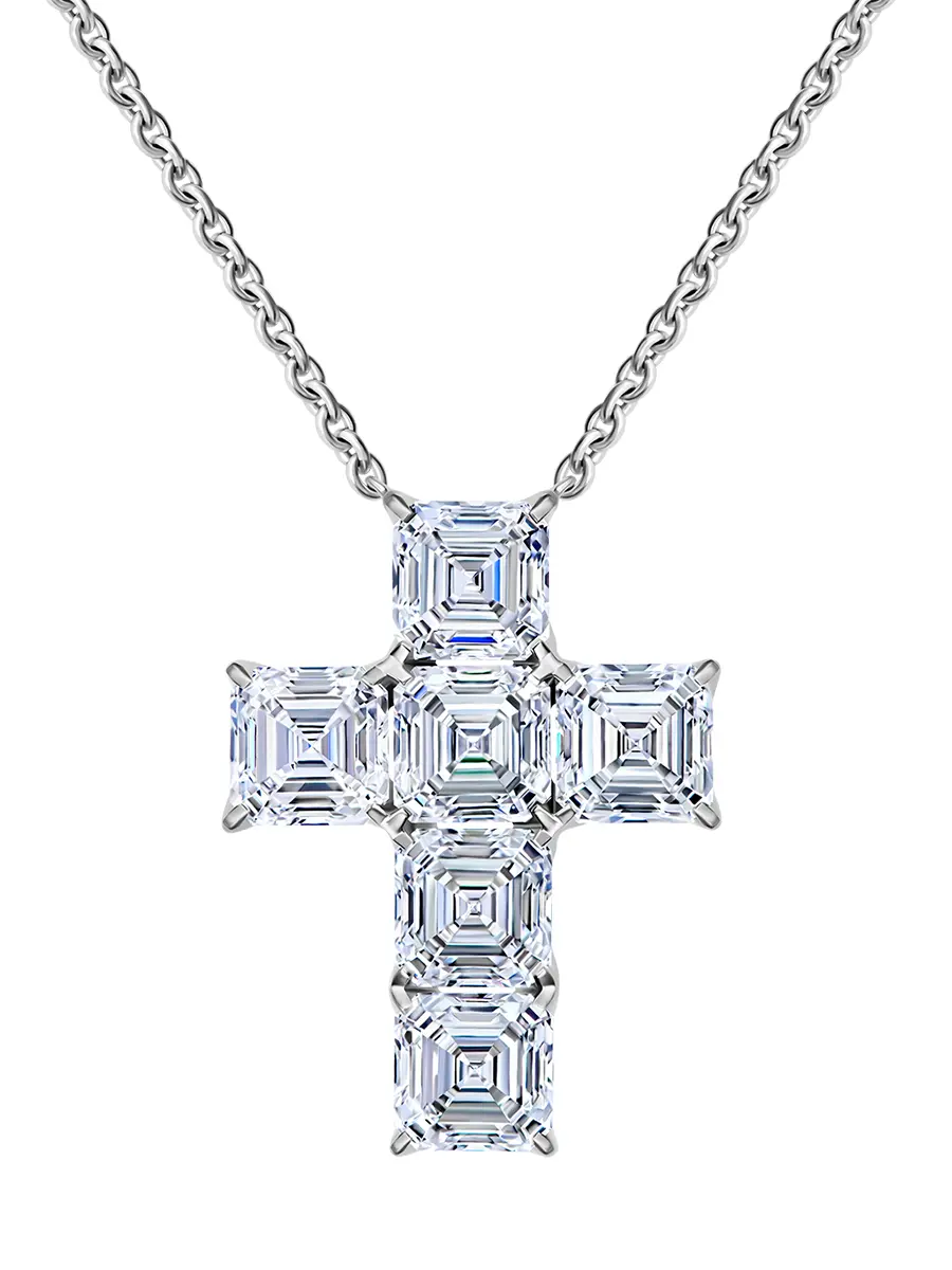 Колье-крест из белого золота с бриллиантами