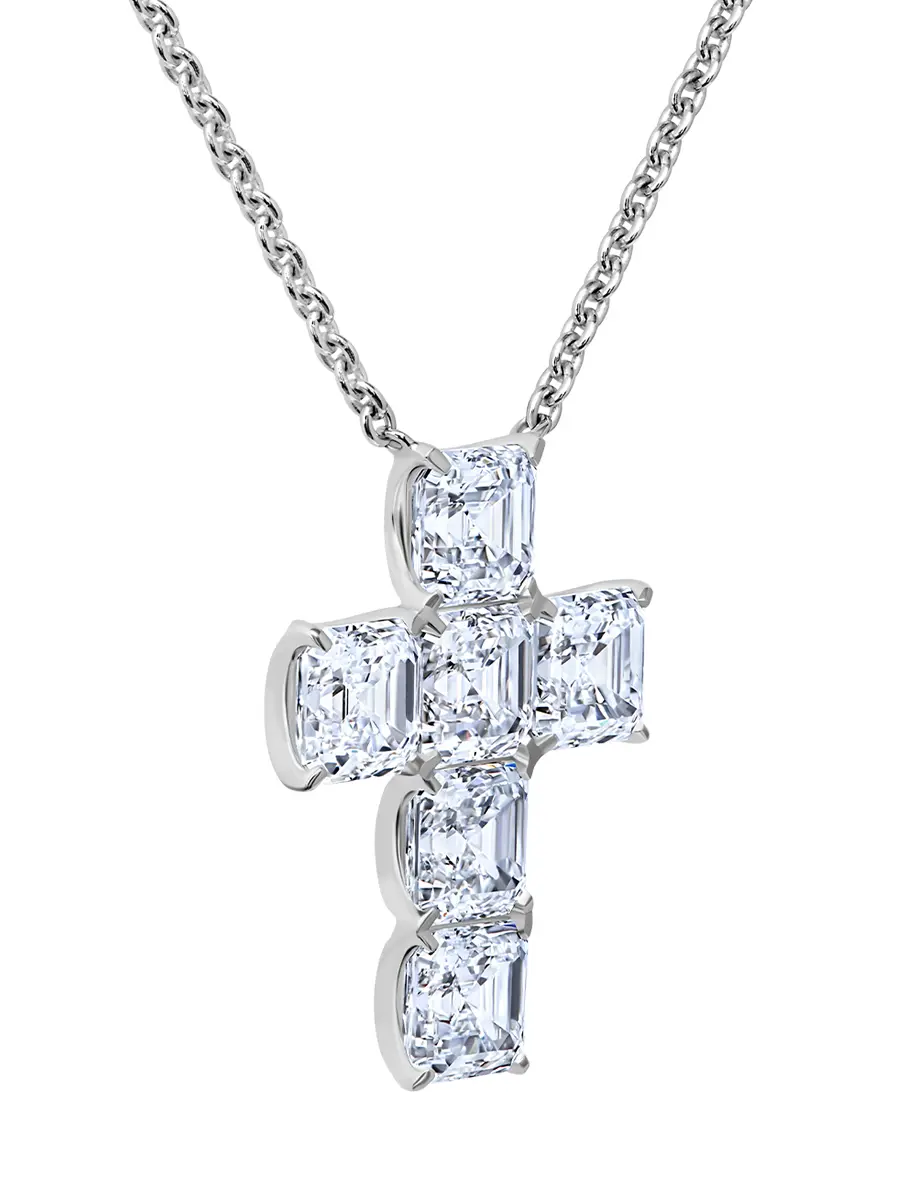 Колье-крест из белого золота с бриллиантами