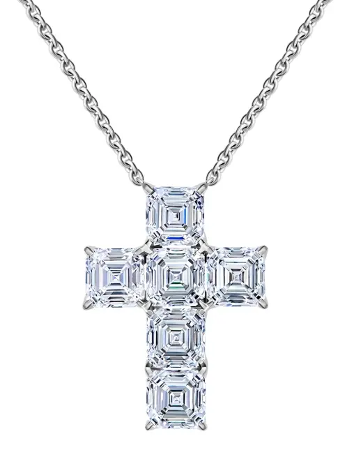 Колье-крест из белого золота с бриллиантами CHAMOVSKIKH JEWELLERY HOUSE