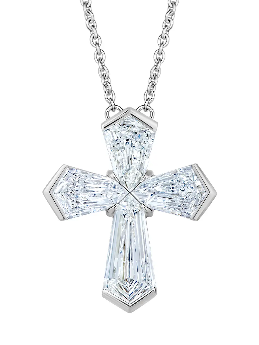 Колье-крест из белого золота с бриллиантами