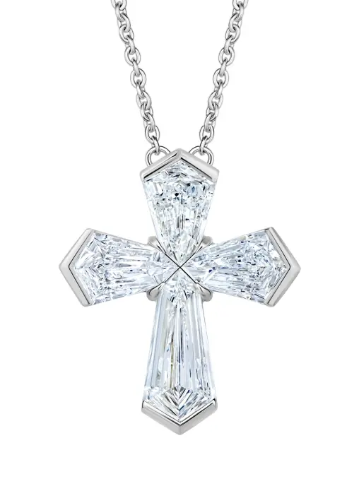 Колье-крест из белого золота с бриллиантами CHAMOVSKIKH JEWELLERY HOUSE