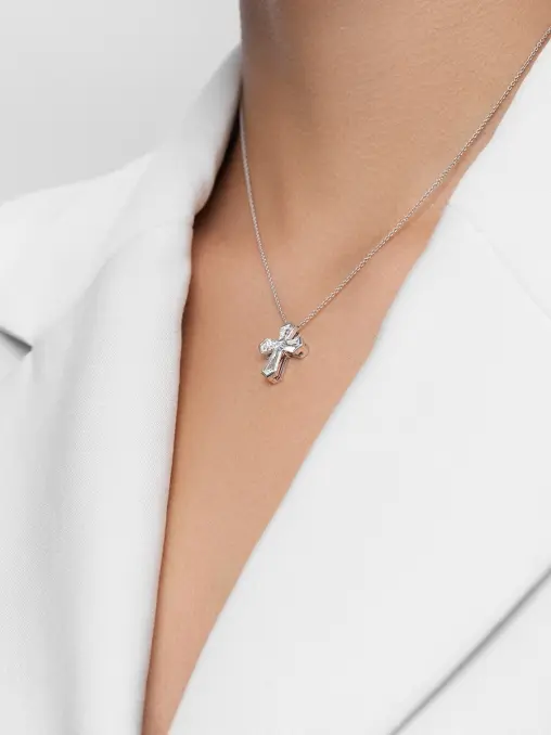 Колье-крест из белого золота с бриллиантами CHAMOVSKIKH JEWELLERY HOUSE