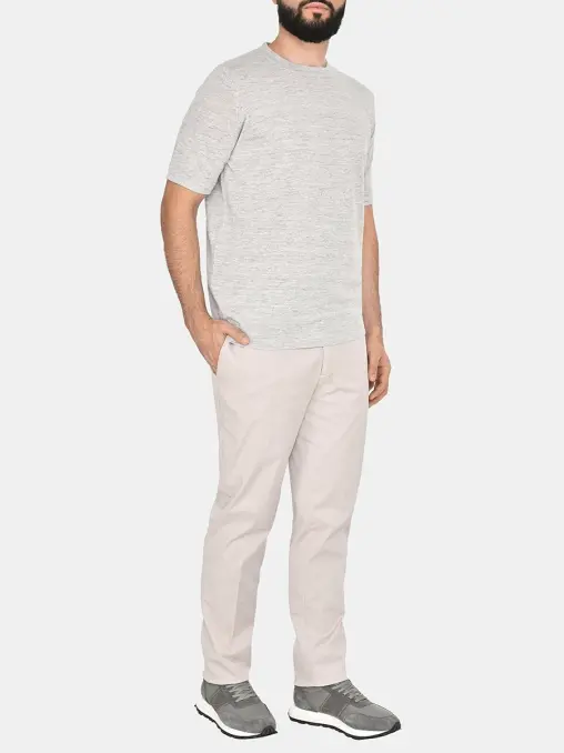 Футболка из льна и хлопка BRUNELLO CUCINELLI