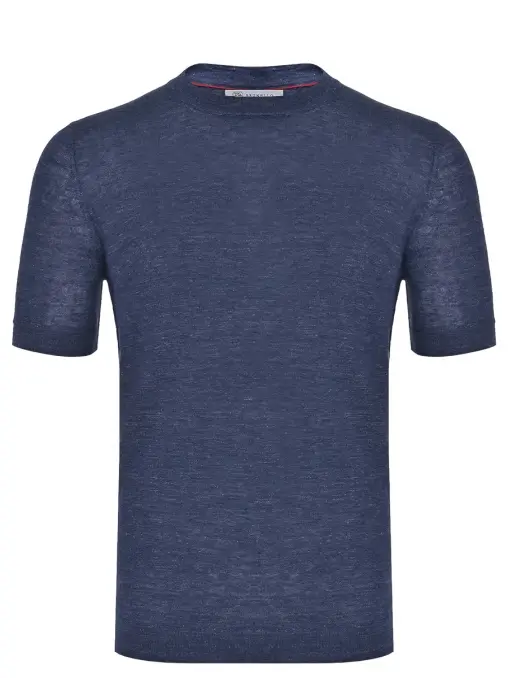 Футболка  из льна и хлопка BRUNELLO CUCINELLI