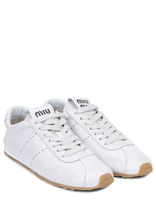 Кроссовки кожаные MIU MIU
