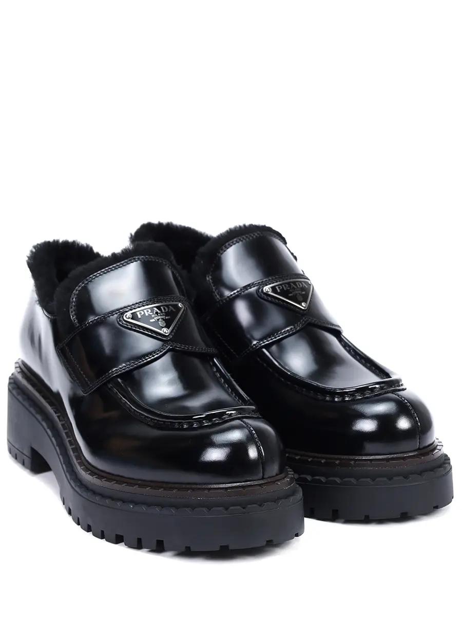 Лоферы кожаные на меху