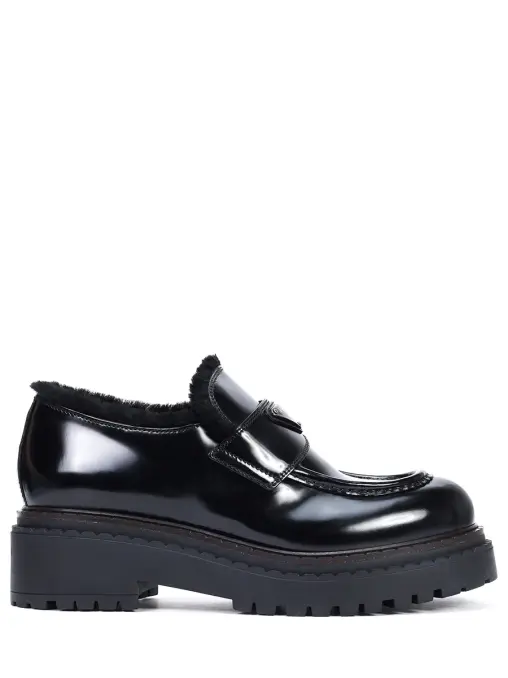Лоферы кожаные на меху PRADA