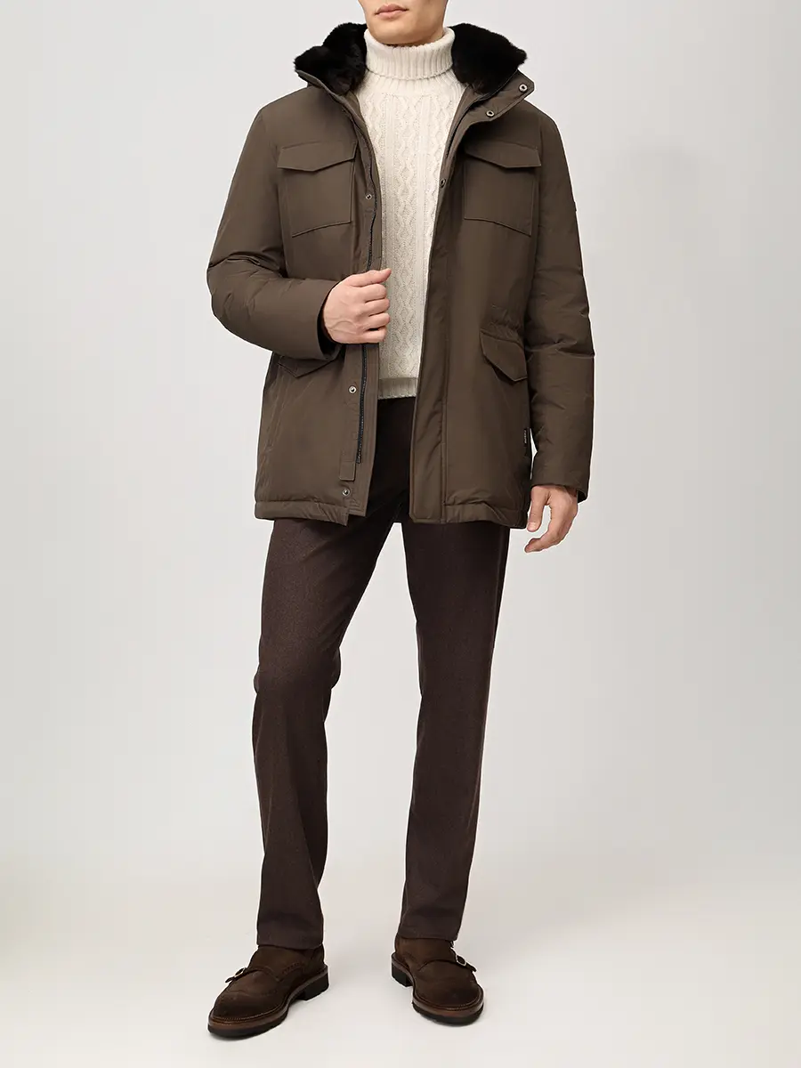 Пуховик однотонный