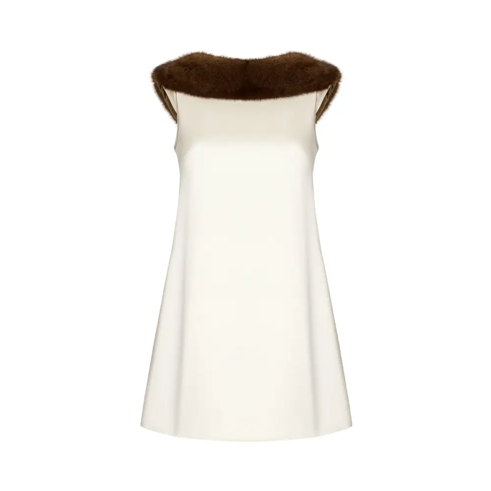 Платье-трапеция с мехом норки