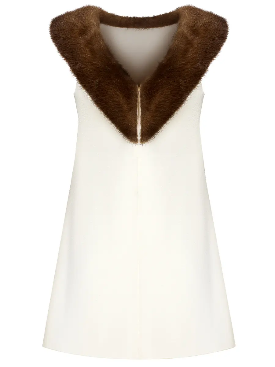 Платье-трапеция с мехом норки