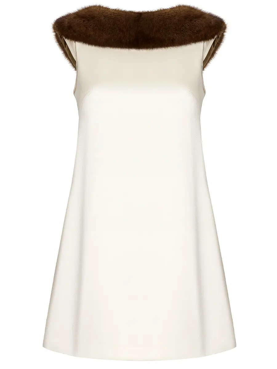 Платье-трапеция с мехом норки