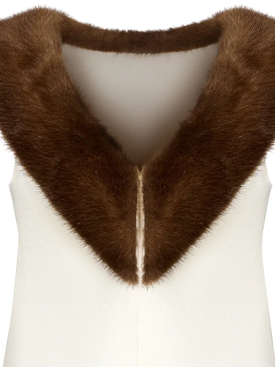 Платье-трапеция с мехом норки