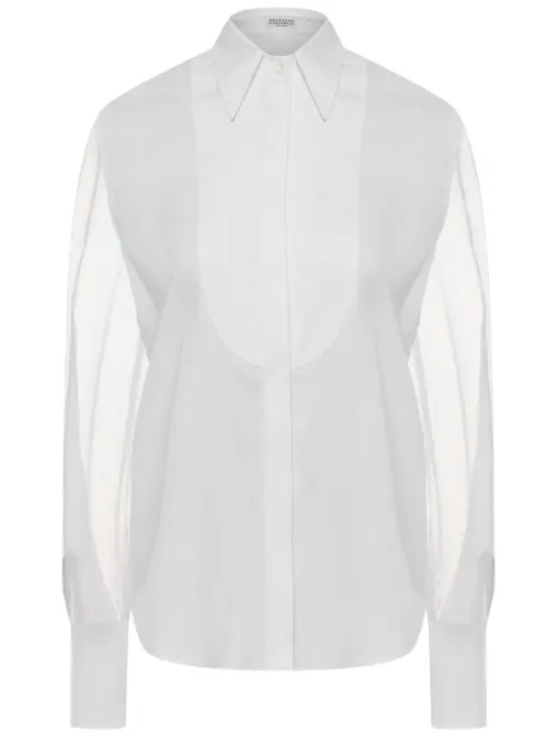 Блуза из хлопка и шелка BRUNELLO CUCINELLI