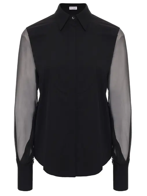 Блуза из хлопка и шелка BRUNELLO CUCINELLI