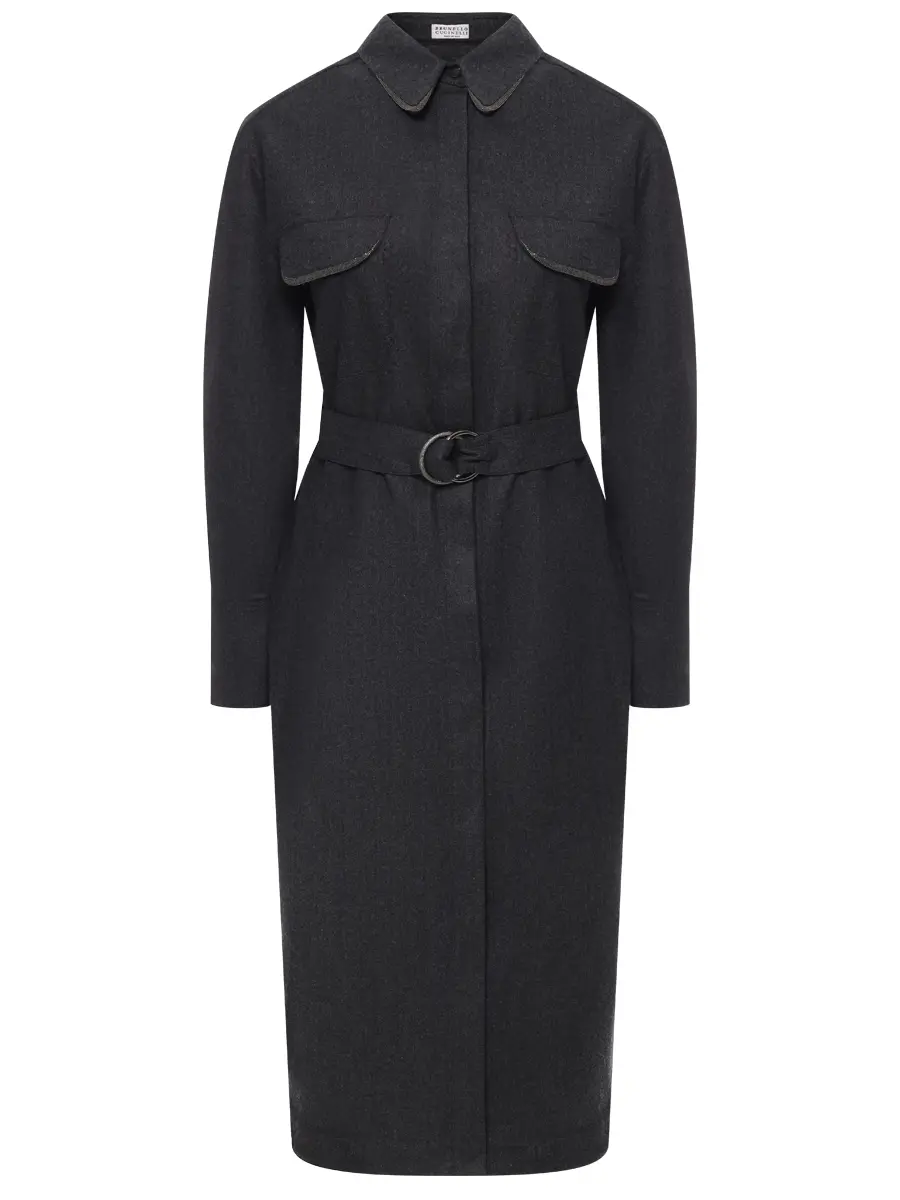 Платье-рубашка шерстяное