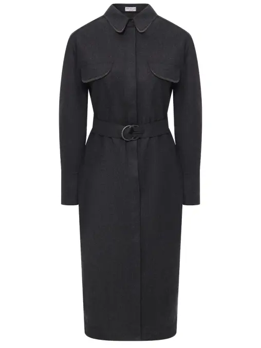 Платье-рубашка шерстяное BRUNELLO CUCINELLI