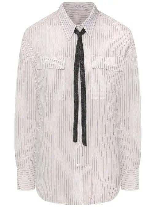 Рубашка из хлопка и шелка BRUNELLO CUCINELLI