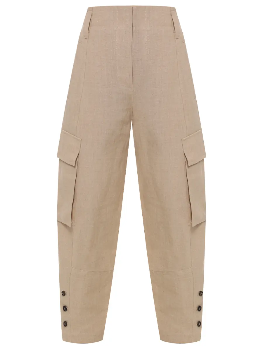 Брюки-карго льняные