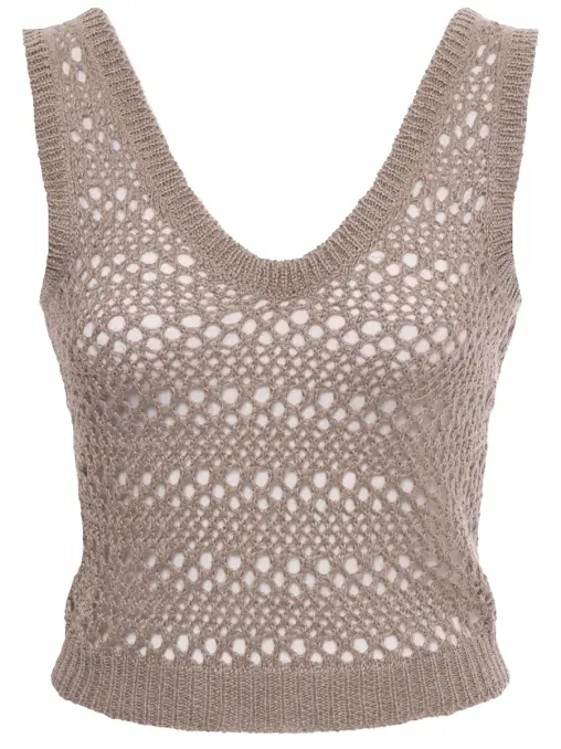 Топ изо льна и шелка BRUNELLO CUCINELLI