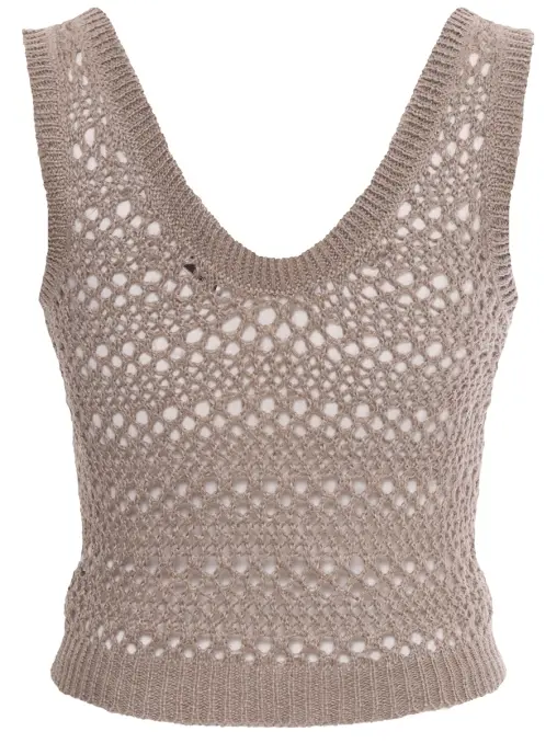 Топ изо льна и шелка BRUNELLO CUCINELLI