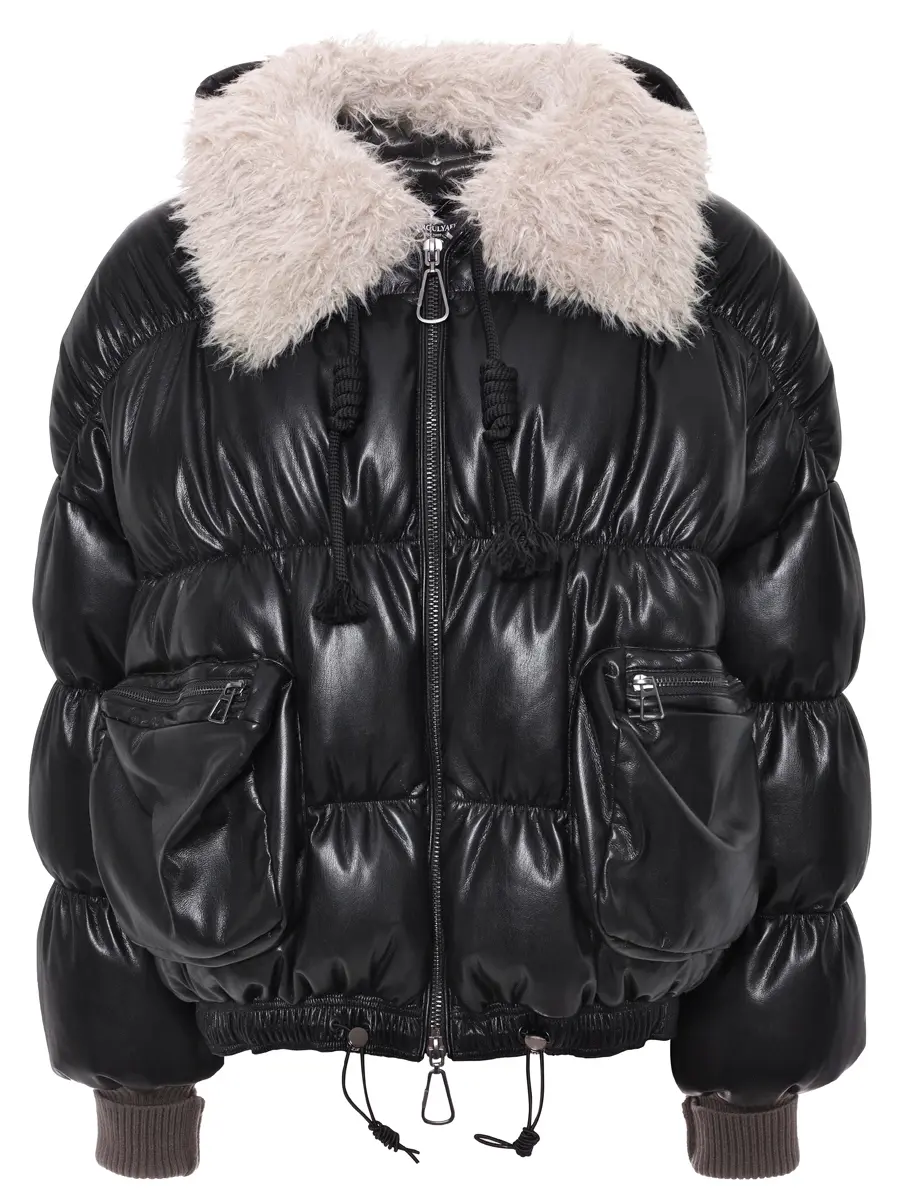 Пуховик из экокожи