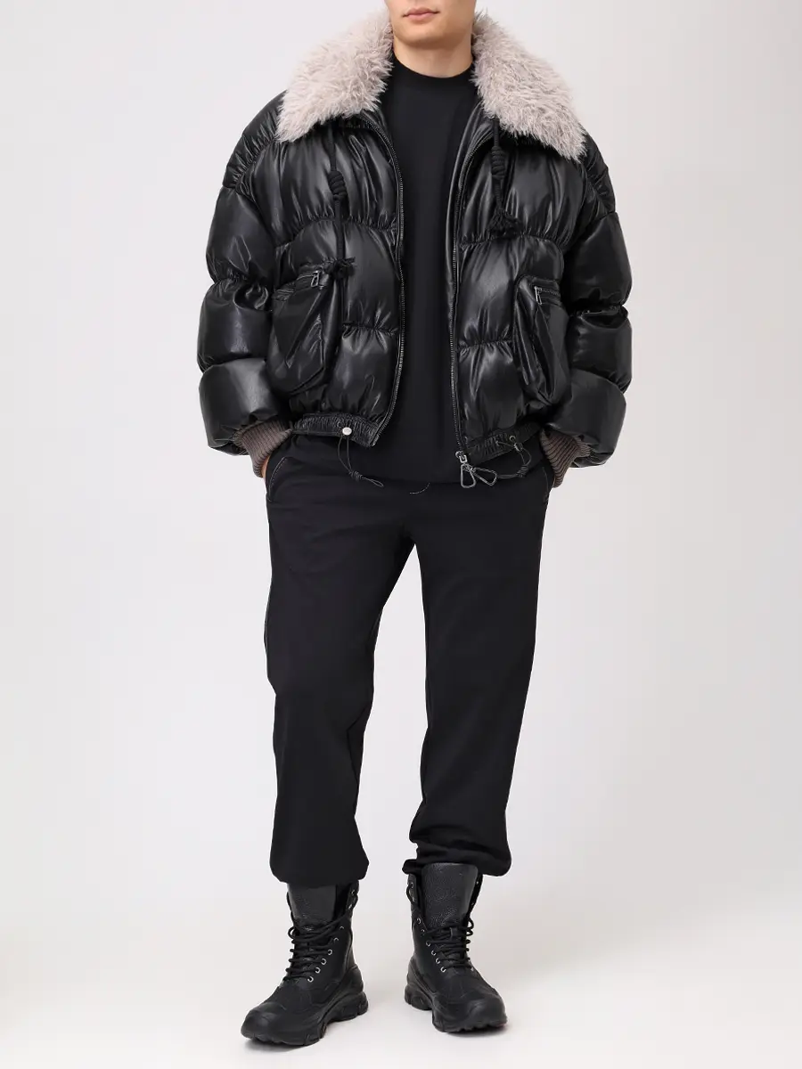 Пуховик из экокожи