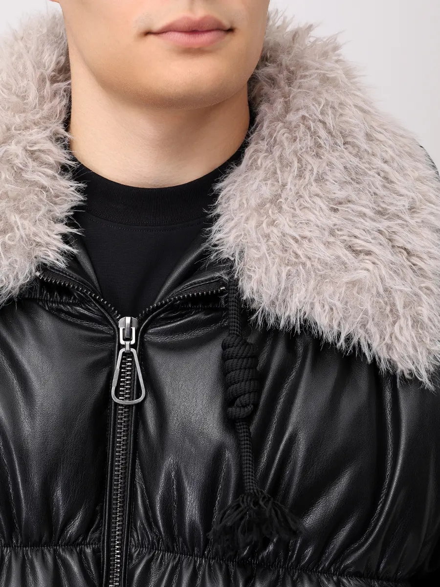 Пуховик из экокожи