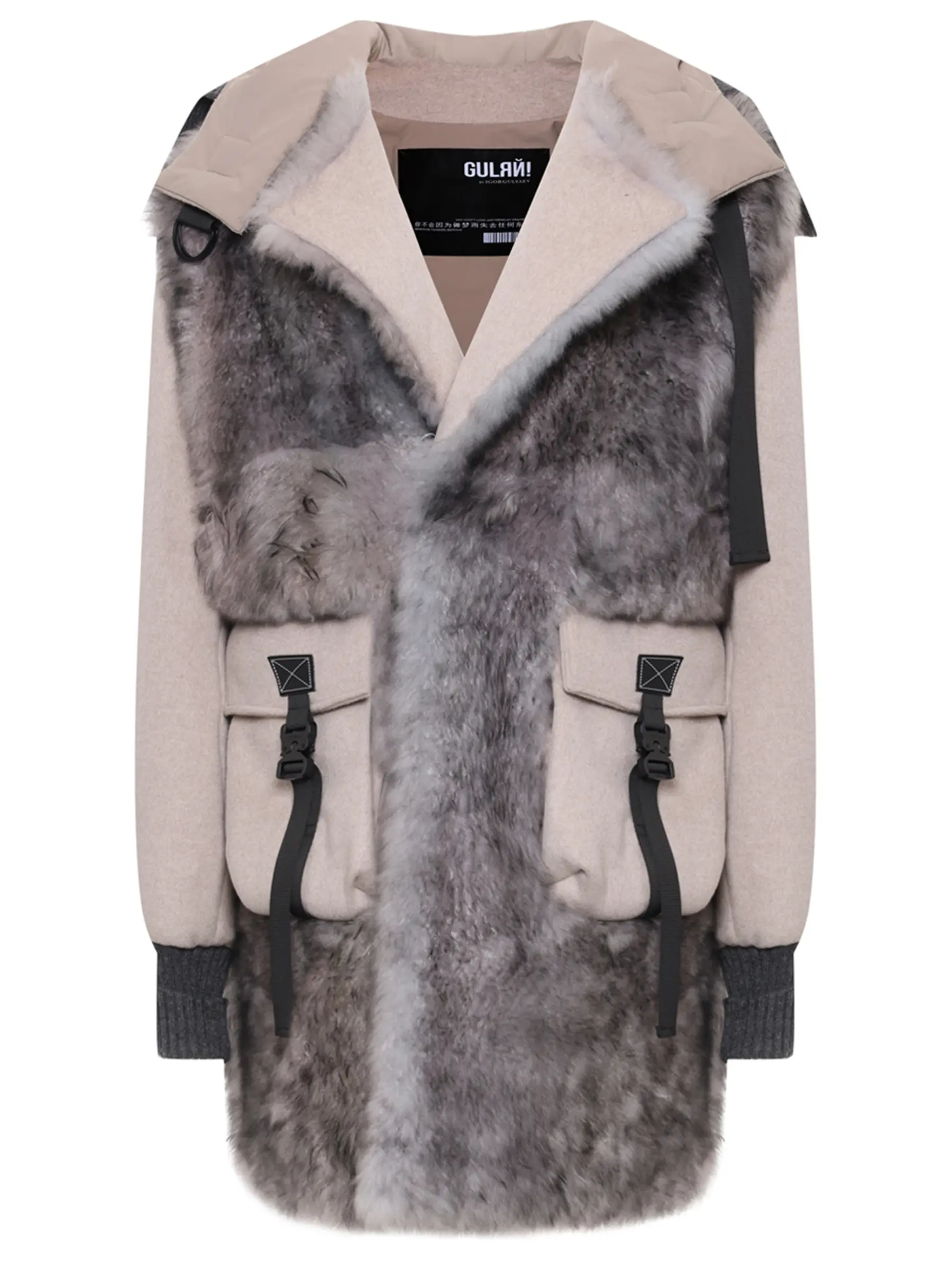 Пальто шерстяное с мехом