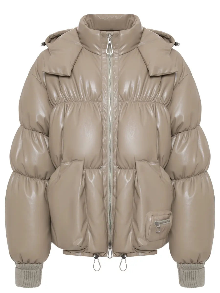 Пуховик из экокожи