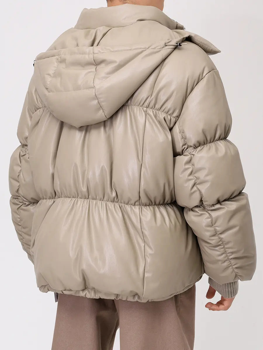 Пуховик из экокожи