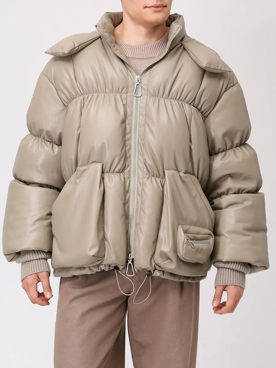 Пуховик из экокожи